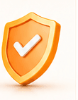 3D golden shield with a check mark